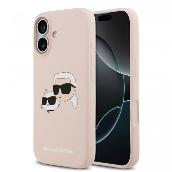 Zadní kryt Karl Lagerfeld Liquid Silicone Double Heads MagSafe pro iPhone 17 Pink