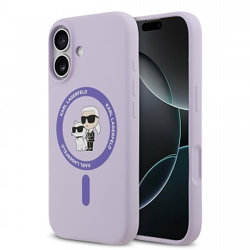 Zadní kryt Karl Lagerfeld Liquid Silicone Karl and Choupette MagSafe pro iPhone 17 Purple
