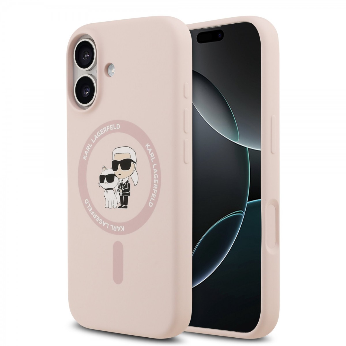 Zadní kryt Karl Lagerfeld Liquid Silicone Karl and Choupette MagSafe pro iPhone 17 Pink