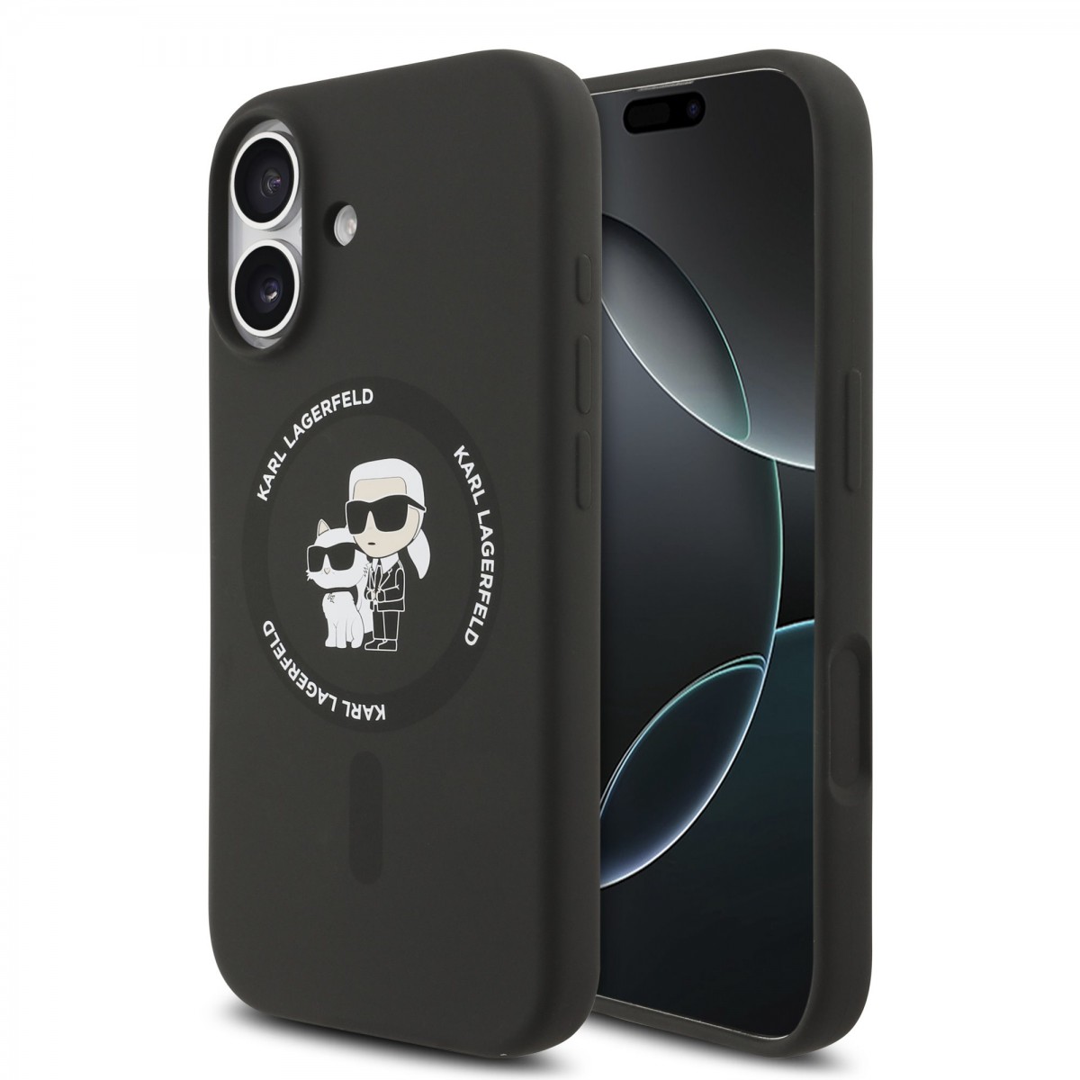 Zadní kryt Karl Lagerfeld Liquid Silicone Karl and Choupette MagSafe pro iPhone 17 Black