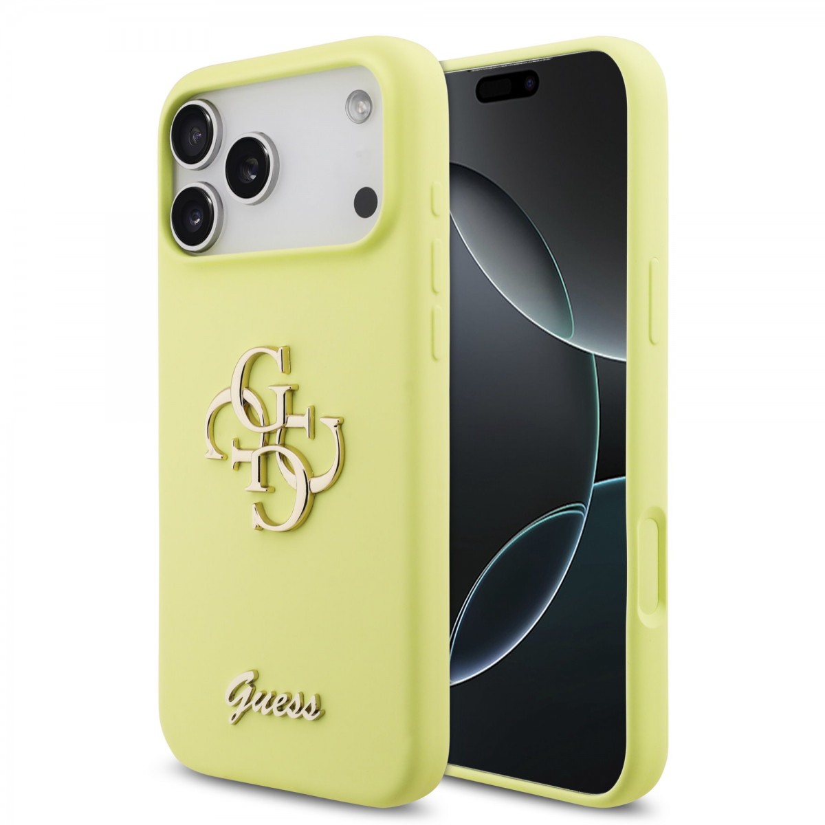 Levně Zadní kryt Guess Liquid Silicone 4G Metal Logo pro iPhone 17 Pro Max Yellow