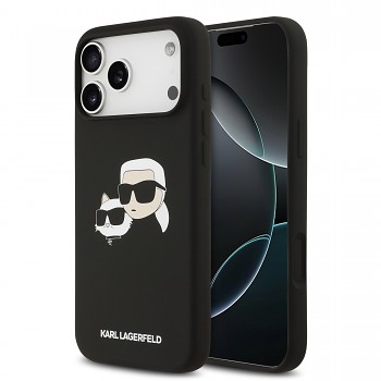 Zadní kryt Karl Lagerfeld Liquid Silicone Double Heads MagSafe pro iPhone 17 Pro Max Black