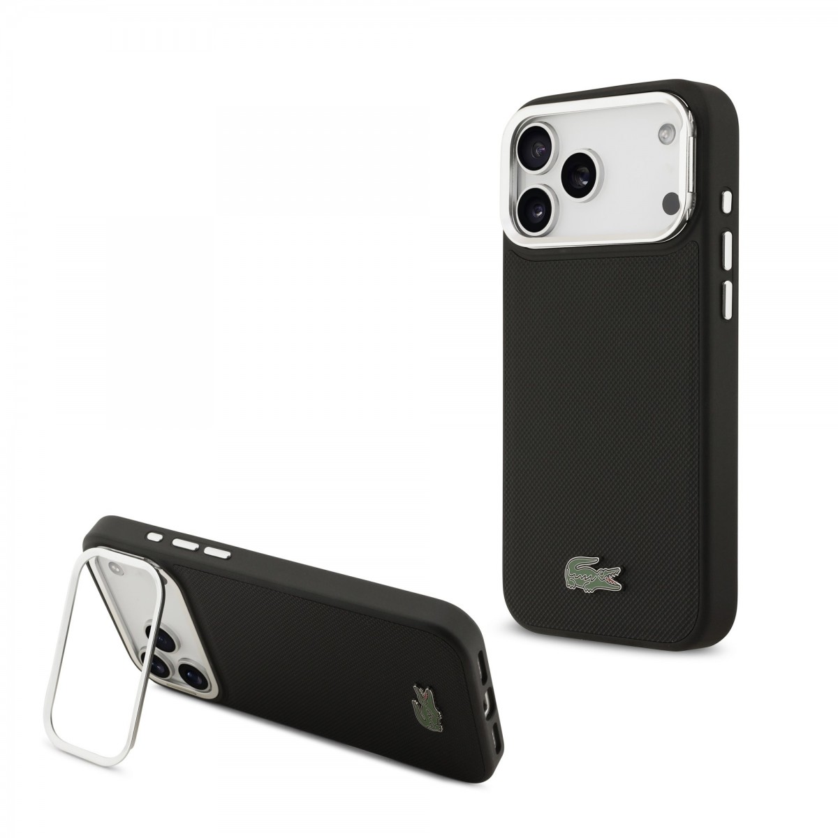 Levně Zadní kryt Lacoste Iconic Petit Pique Camera Stand MagSafe pro iPhone 17 Pro Max Black