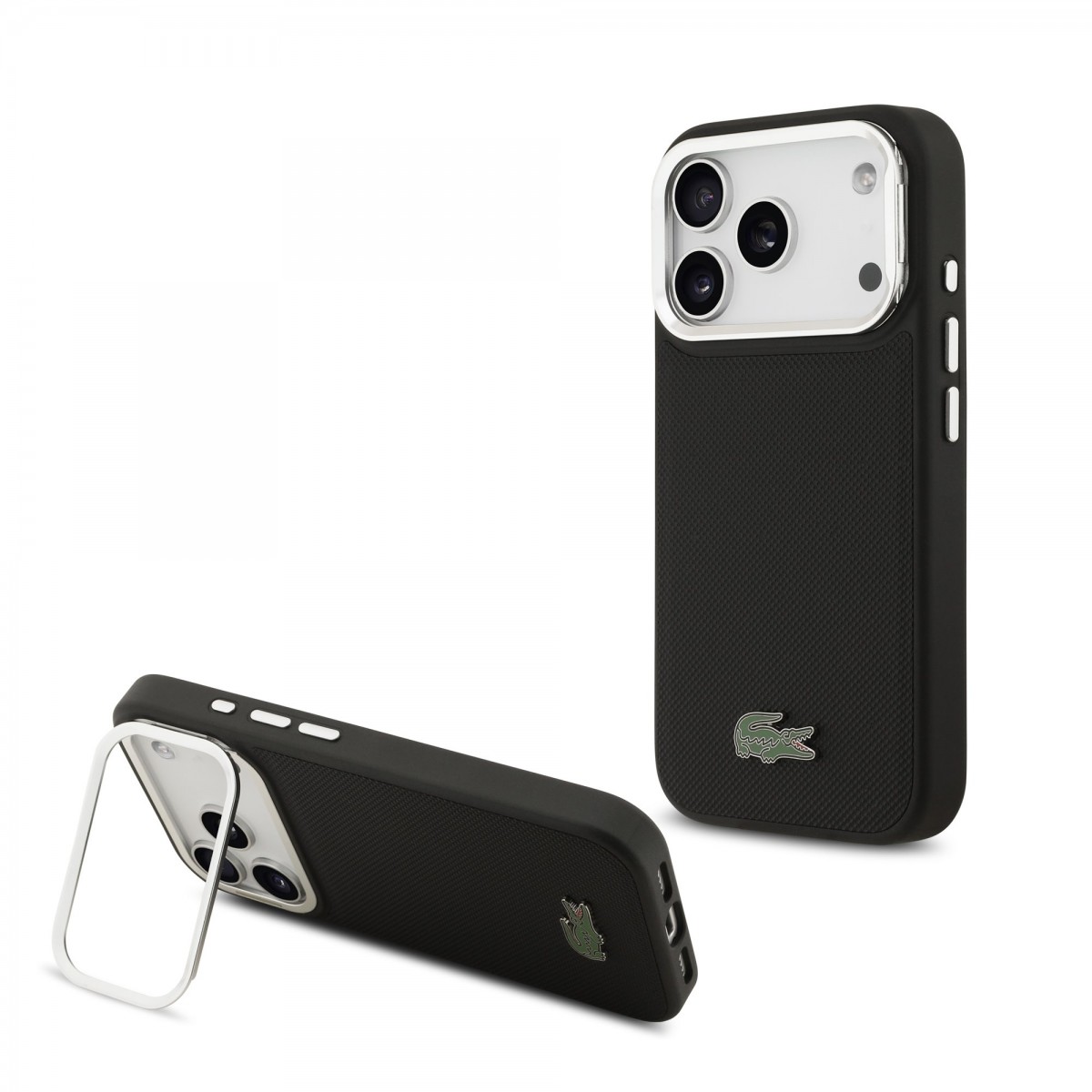 Levně Zadní kryt Lacoste Iconic Petit Pique Camera Stand MagSafe pro iPhone 17 Pro Black
