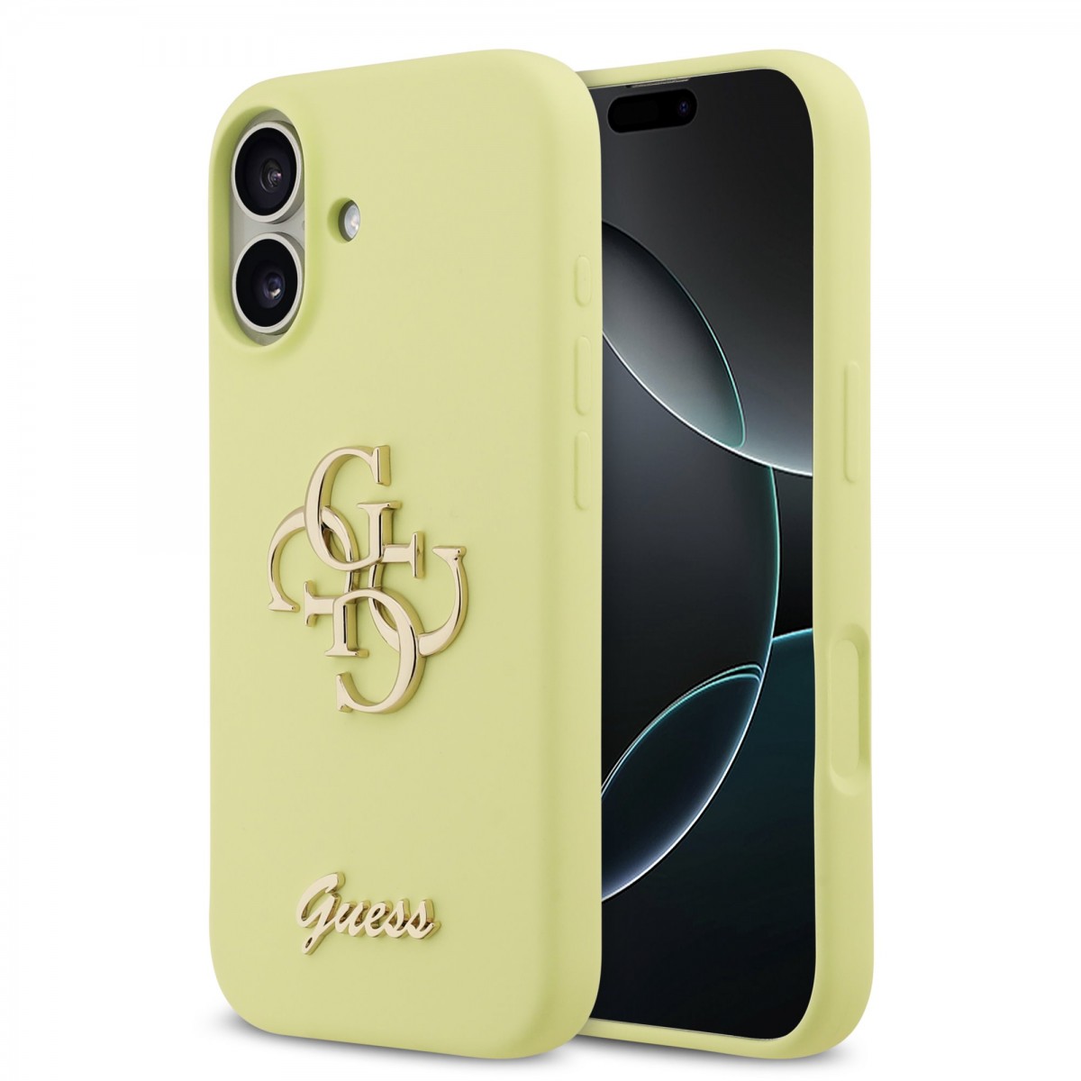 Levně Zadní kryt Guess Liquid Silicone 4G Metal Logo pro iPhone 17 Yellow