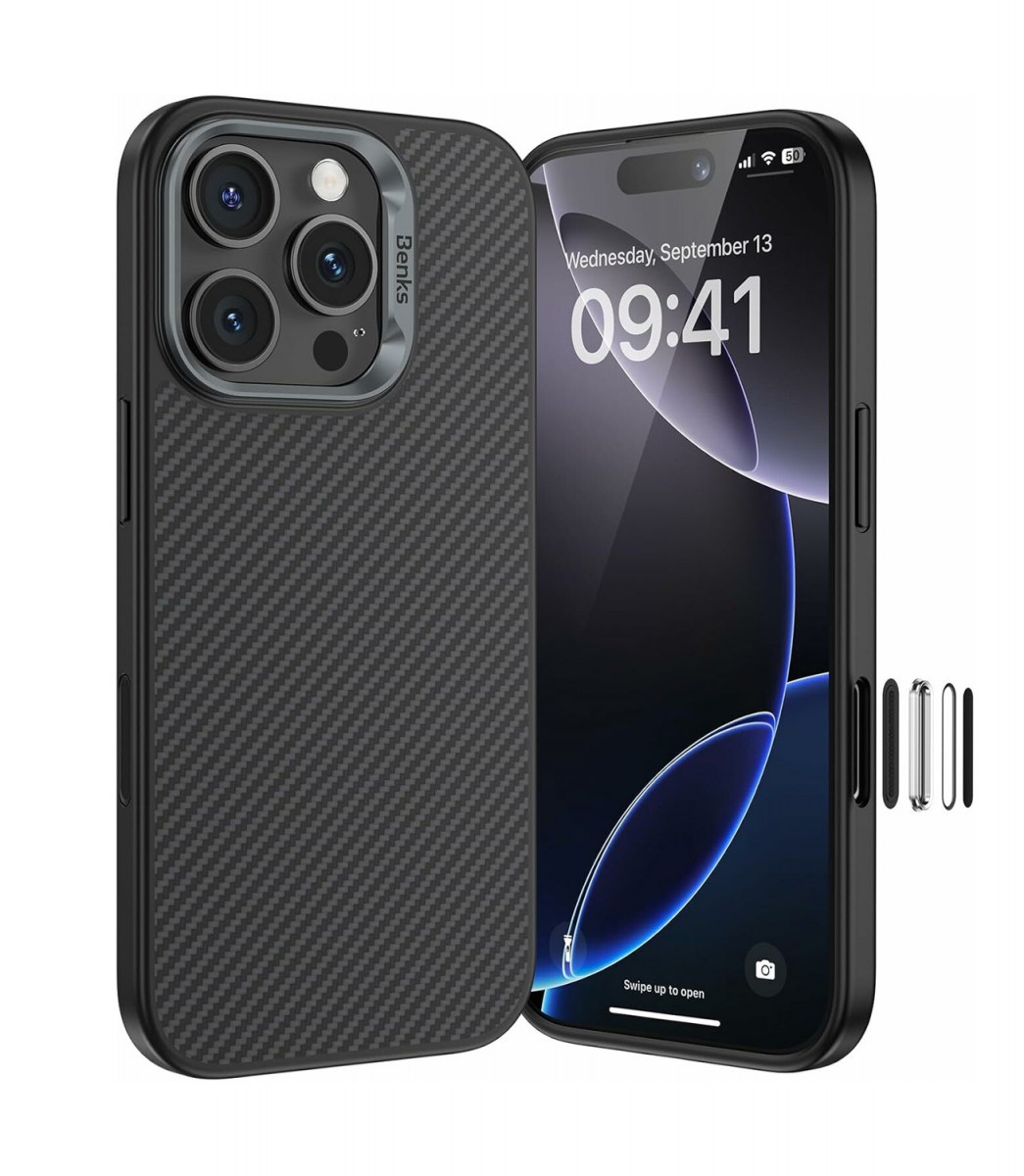 Levně Zadní kryt Benks Magnetic Armor Pro Kevlar Metal Frame 600D (AD66) pro iPhone 16 Pro Max black