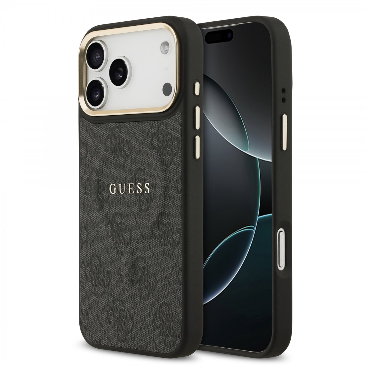 Levně Zadní kryt Guess PU Leather 4G Gold Frame MagSafe pro iPhone 17 Pro Max Black