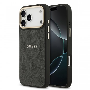 Zadní kryt Guess PU Leather 4G Gold Frame MagSafe pro iPhone 17 Pro Max Black