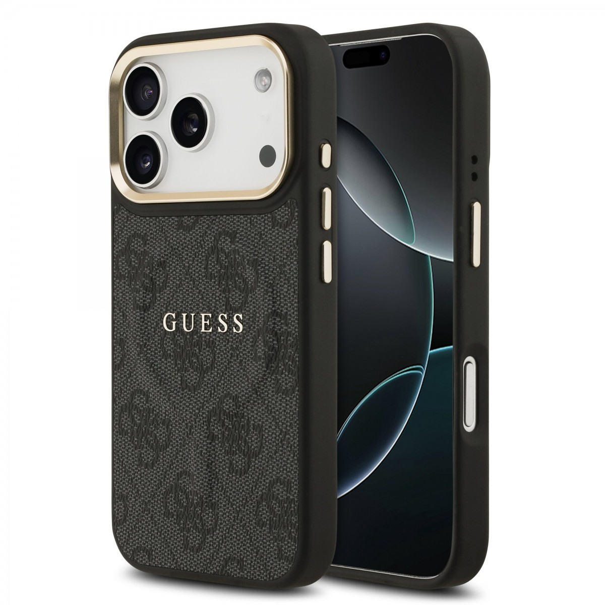 Levně Zadní kryt Guess PU Leather 4G Gold Frame MagSafe pro iPhone 17 Pro Black