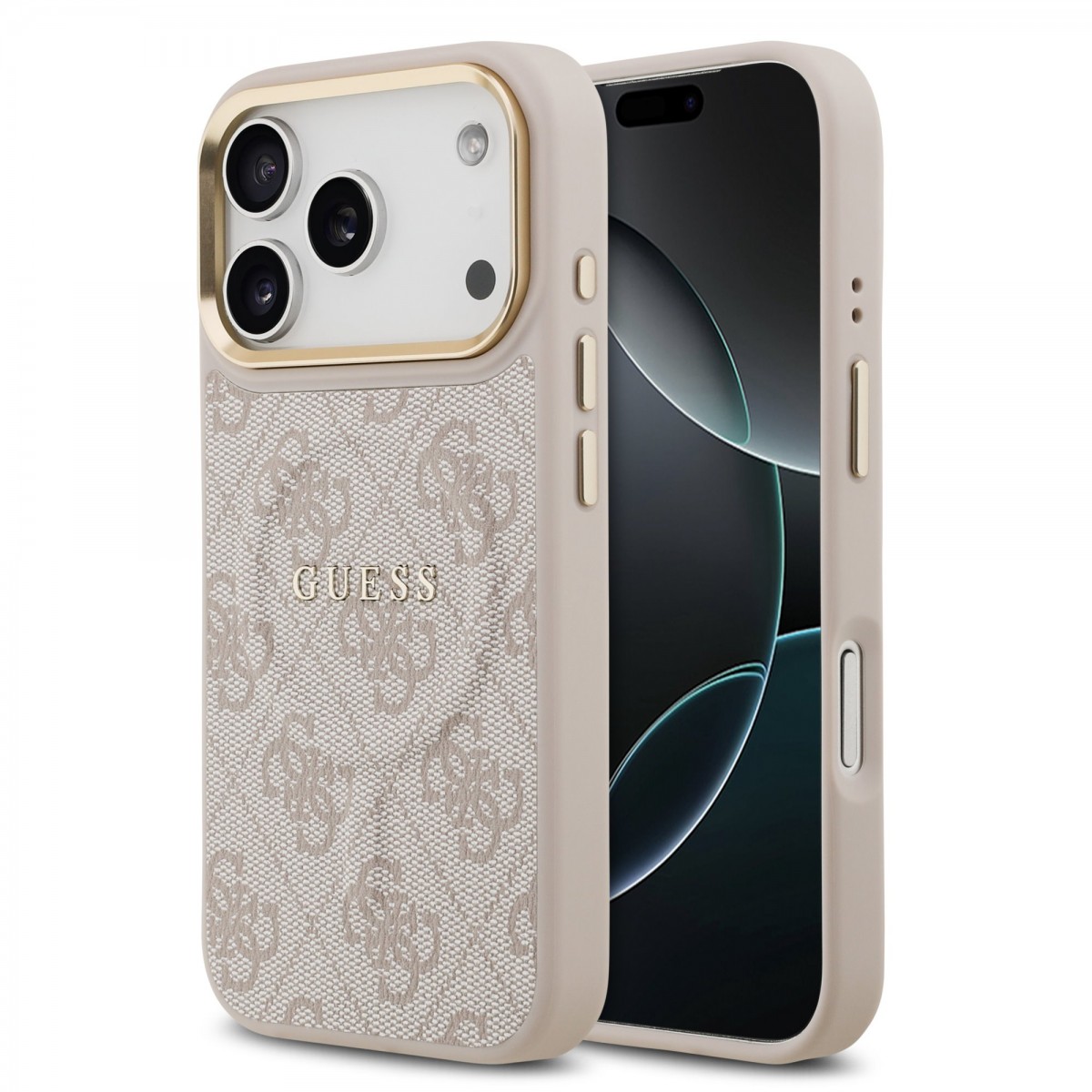 Levně Zadní kryt Guess PU Leather 4G Gold Frame MagSafe pro iPhone 17 Pro Pink