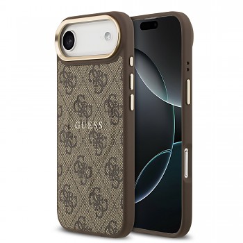 Zadní kryt Guess PU Leather 4G Gold Frame MagSafe pro iPhone 17 Air Brown