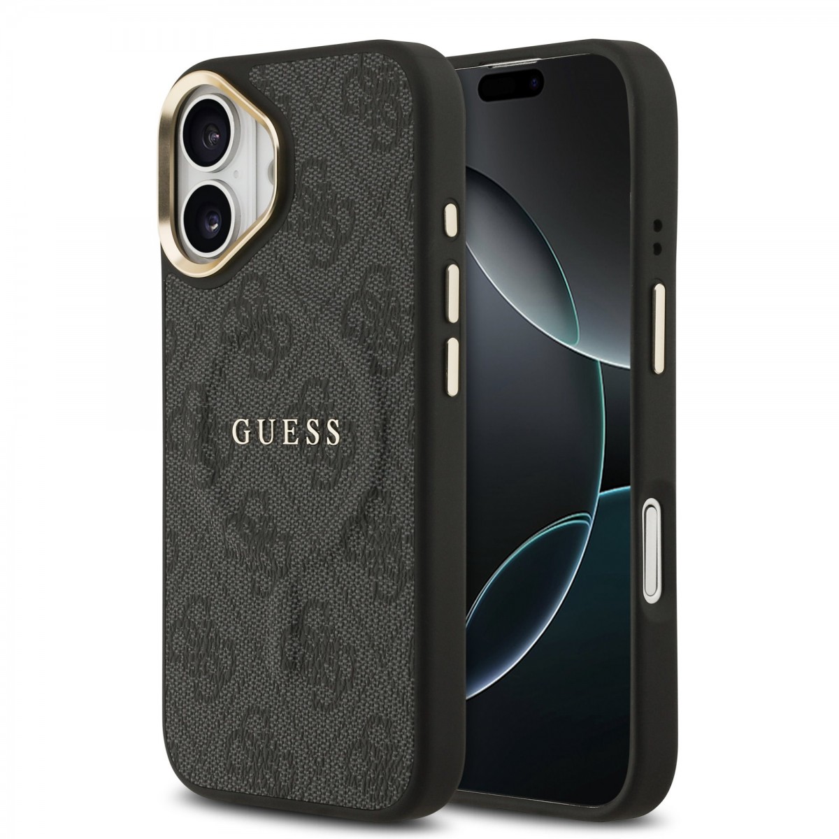Levně Zadní kryt Guess PU Leather 4G Gold Frame MagSafe pro iPhone 17 Black