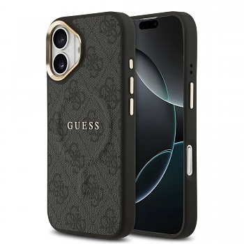 Zadní kryt Guess PU Leather 4G Gold Frame MagSafe pro iPhone 17 Black