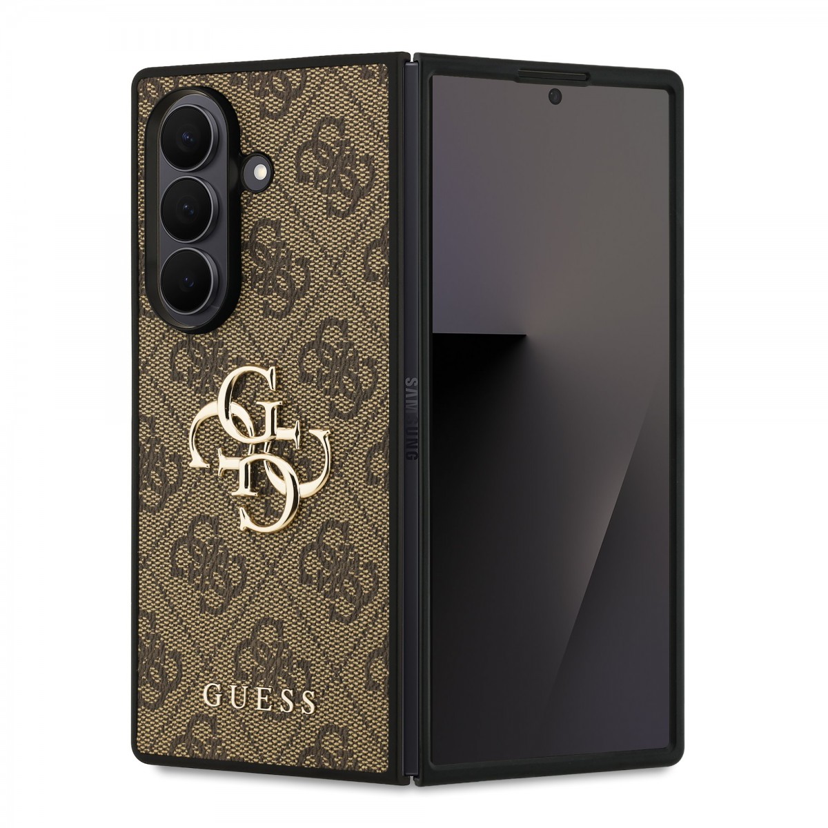 Levně Zadní kryt Guess PU 4G Metal Logo pro Samsung Galaxy Z Fold 7 Brown