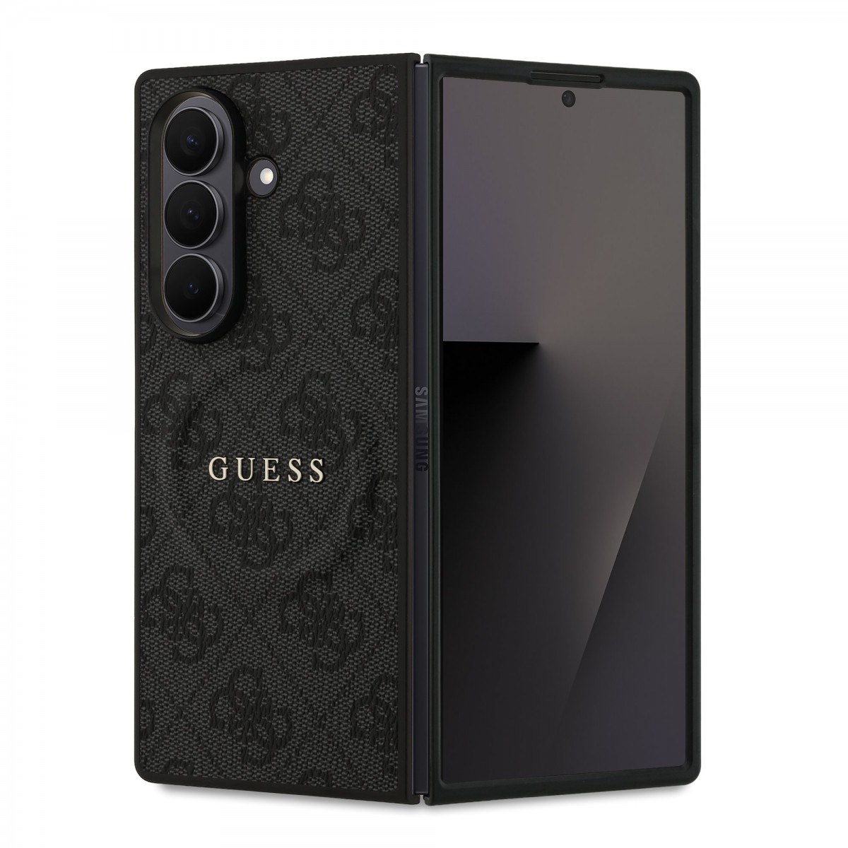 Levně Zadní kryt Guess PU Leather 4G Colored Ring Magnetic pro Samsung Galaxy Z Fold 7 Black