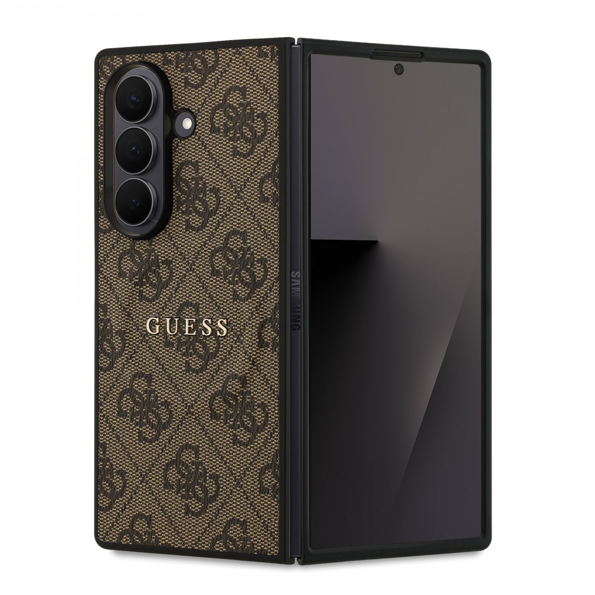 Levně Zadní kryt Guess PU Leather 4G Colored Ring Magnetic pro Samsung Galaxy Z Fold 7 Brown