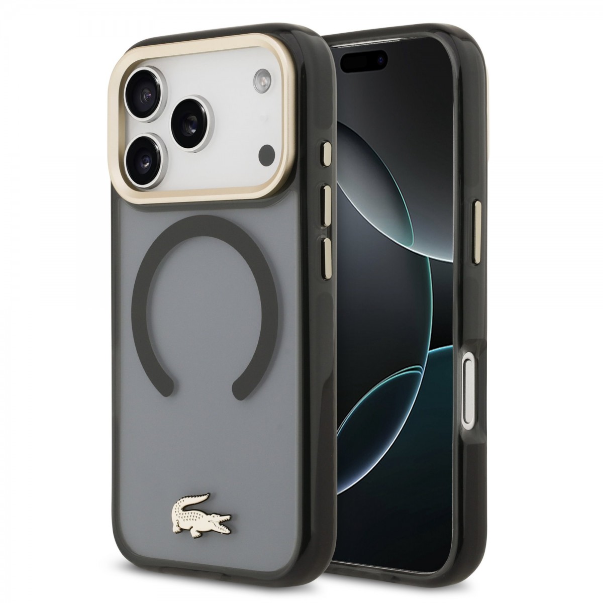 Levně Zadní kryt Lacoste PC/TPU Frosted Finish Gold Logo MagSafe pro iPhone 17 Pro Black