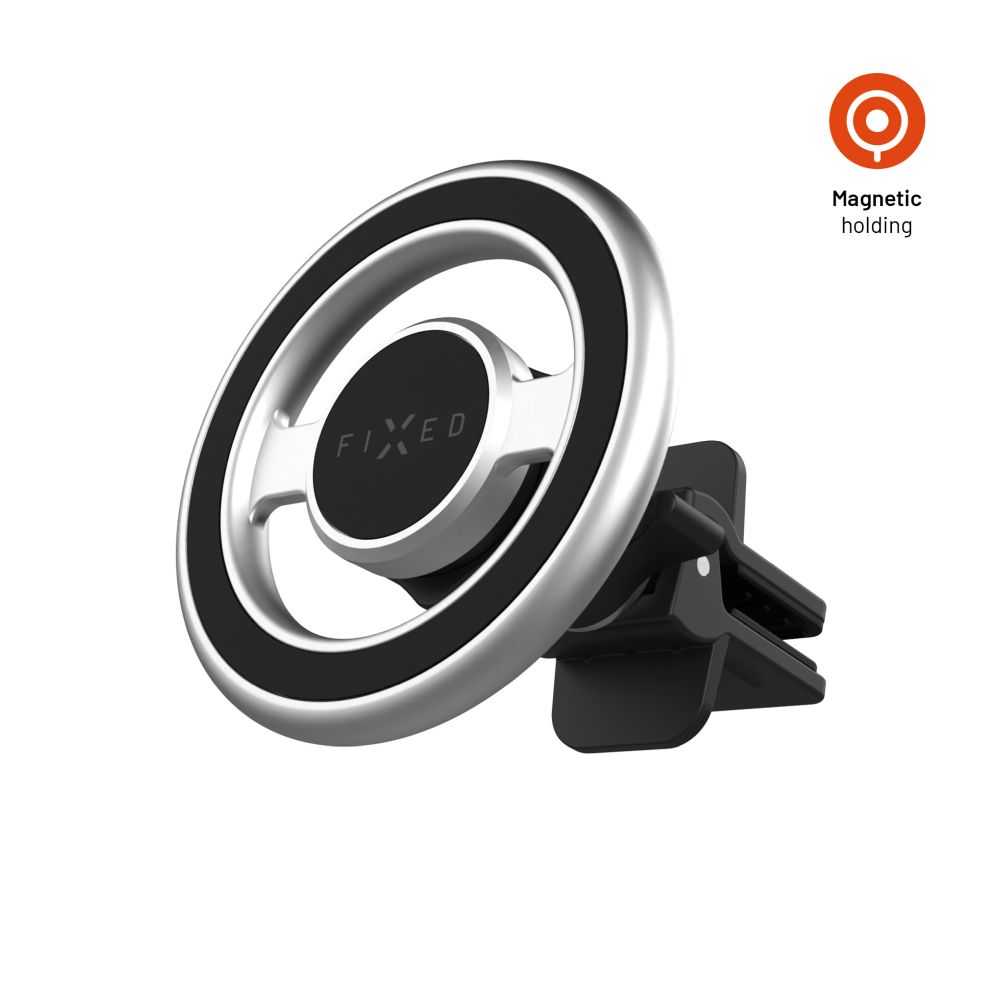 Levně Magnetický kovový držák FIXED MagMount Vent do ventilace s podporou MagSafe, stříbrný