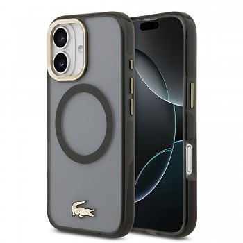Zadní kryt Lacoste PC/TPU Frosted Finish Gold Logo MagSafe pro iPhone 17 Black