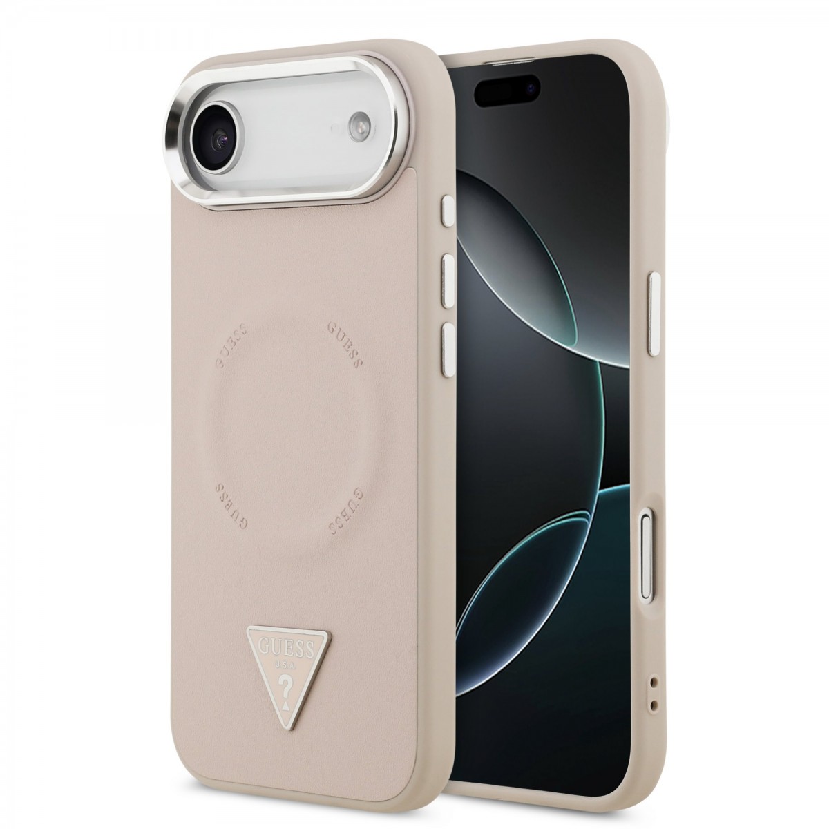 Levně Zadní kryt Guess PU Leather Triangle Logo MagSafe pro iPhone 17 Air Pink