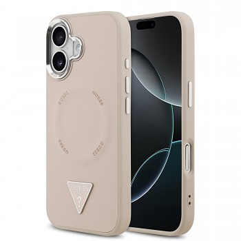 Zadní kryt Guess PU Leather Triangle Logo MagSafe pro iPhone 17 Pink
