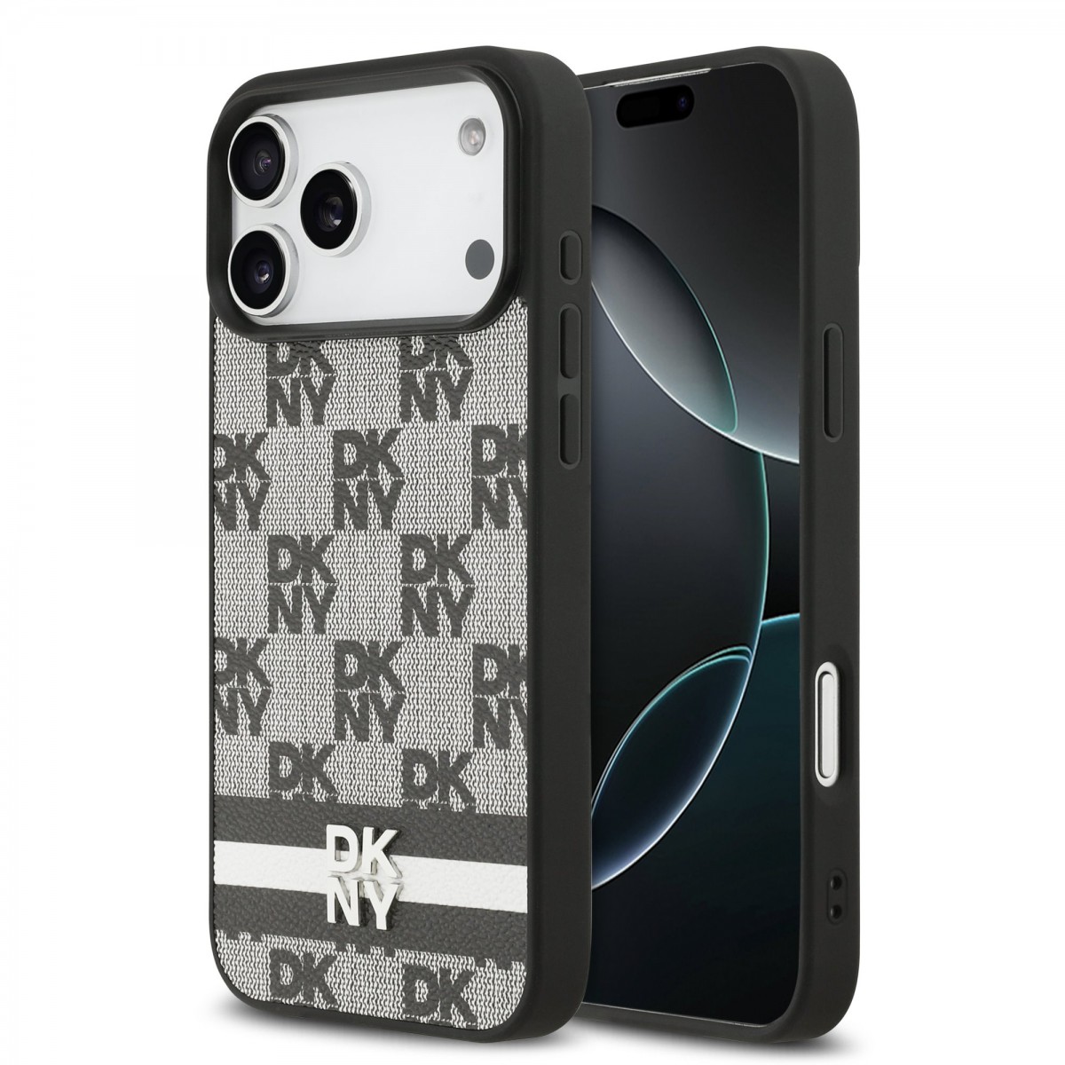 Levně Zadní kryt DKNY PU Leather Checkered Pattern and Stripe pro iPhone 17 Pro Max Black