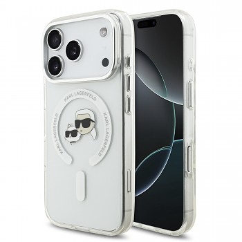 Zadní kryt Karl Lagerfeld IML K&CH Heads Metal Frame MagSafe pro iPhone 17 Pro Transparent