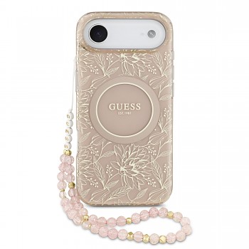 Zadní kryt Guess IML Flowers Allover Strap MagSafe pro iPhone 17 Air Pink