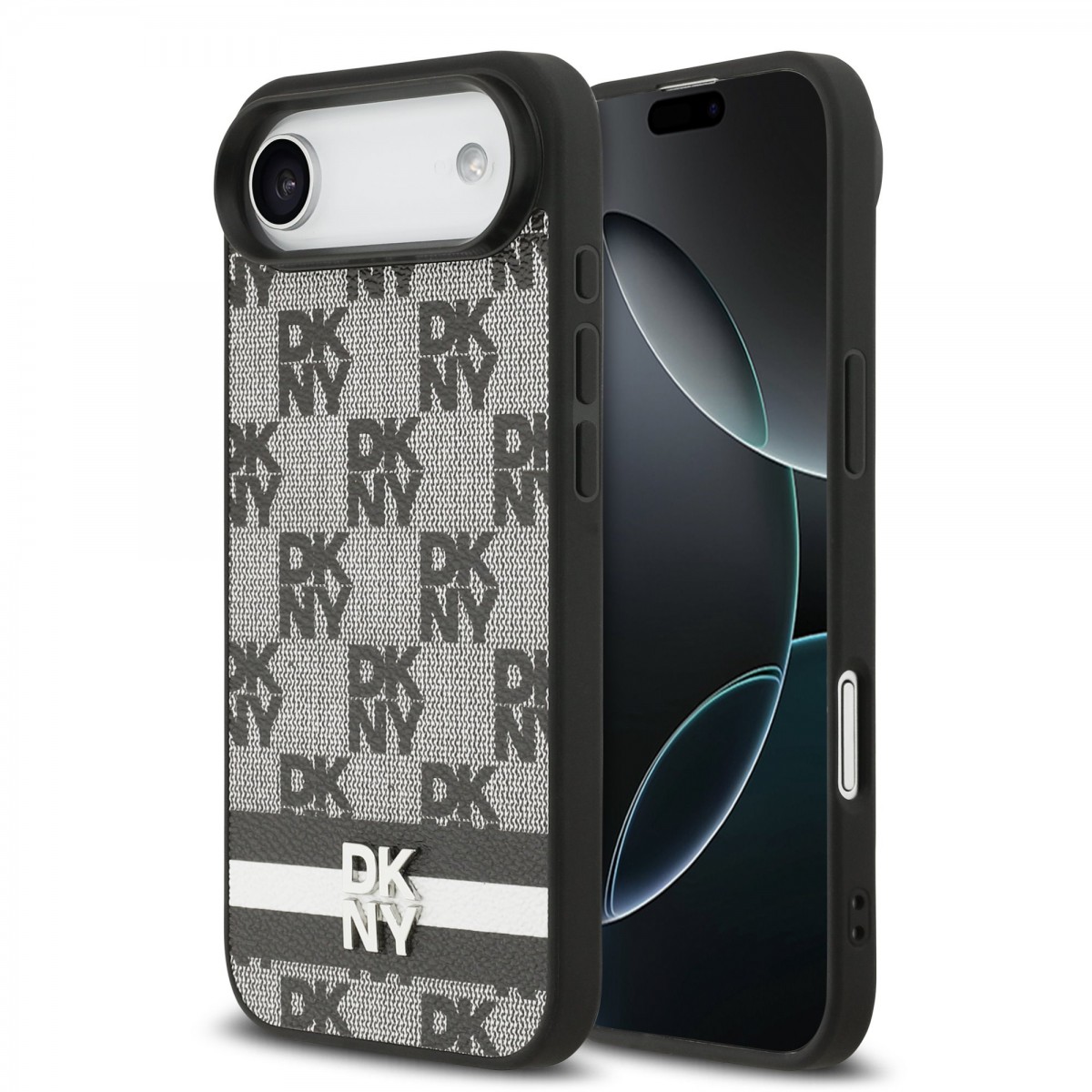 Levně Zadní kryt DKNY PU Leather Checkered Pattern and Stripe pro iPhone 17 Air Black