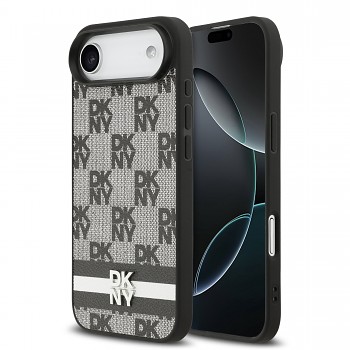 Zadní kryt DKNY PU Leather Checkered Pattern and Stripe pro iPhone 17 Air Black