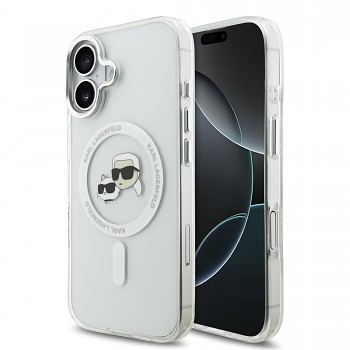 Zadní kryt Karl Lagerfeld IML K&CH Heads Metal Frame MagSafe pro iPhone 17 Transparent