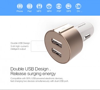 Adaptér do auta Nillkin Vigor Dual USB Gold