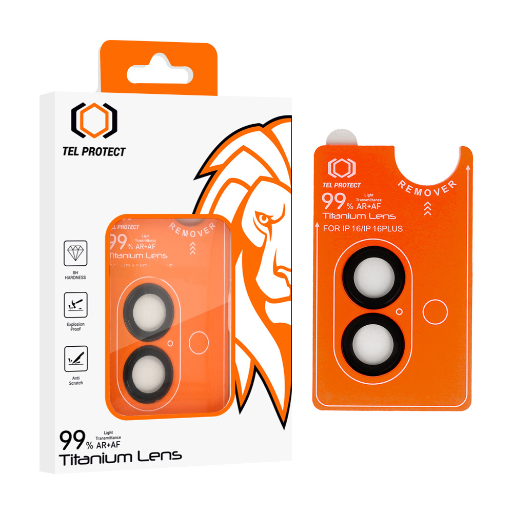 Levně Tvrzené sklo Tel Protect Titanium Lens 99% AR na čočky fotoaparátu pro iPhone 17 black