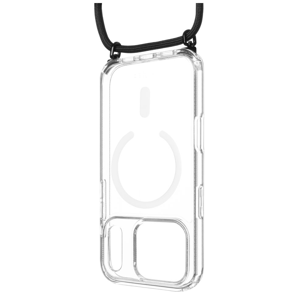 Levně Pouzdro FIXED MagPure Neck s černou šňůrkou na krk pro Apple iPhone 17 Pro
