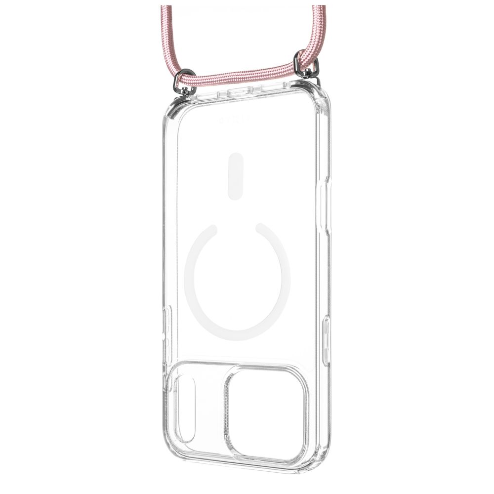 Levně Pouzdro FIXED MagPure Neck s růžovou šňůrkou na krk pro Apple iPhone 17 Pro