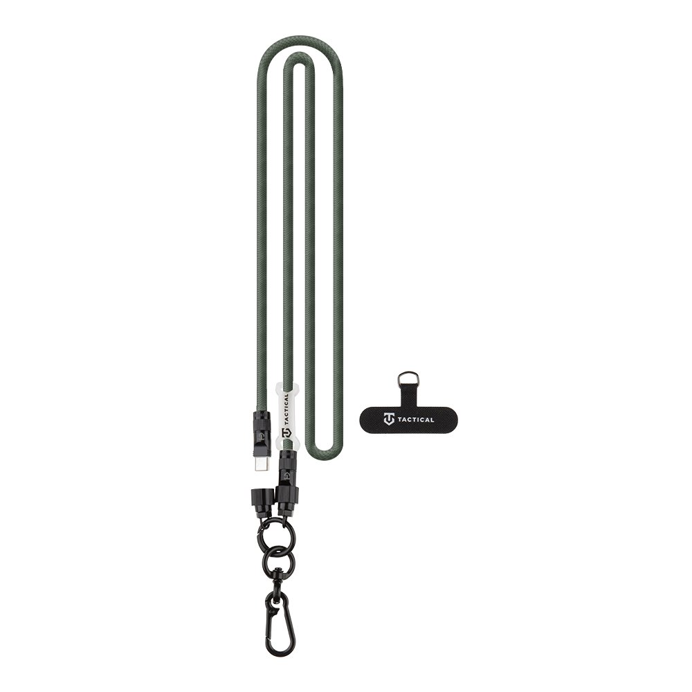 Levně Šňůrka na mobil Tactical Wire Snake s kabelem USB-C 1,2m Green