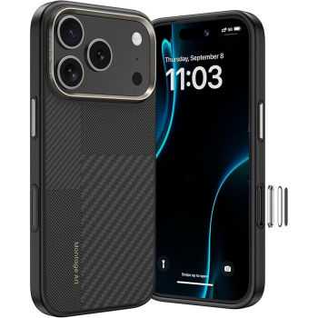 Zadní kryt Benks Montage Magnetic Armor Pro Kevlar Metal Frame 600D+1500D (MA69) pro iPhone 17 Pro black (Camera Control Button)