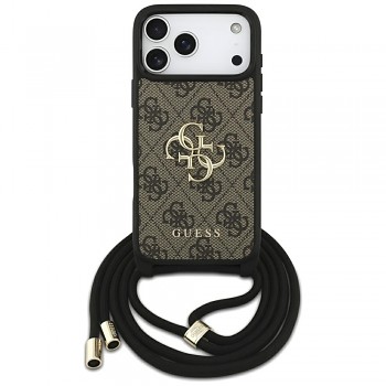 Zadní kryt GUESS 4G Big Logo Cord Stap Crossbody pro iPhone 17 Pro Max brown