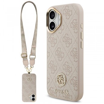 Zadní kryt GUESS 4G Strass Logo & Big Strap Metal Buttons MagSafe pro iPhone 17 pink