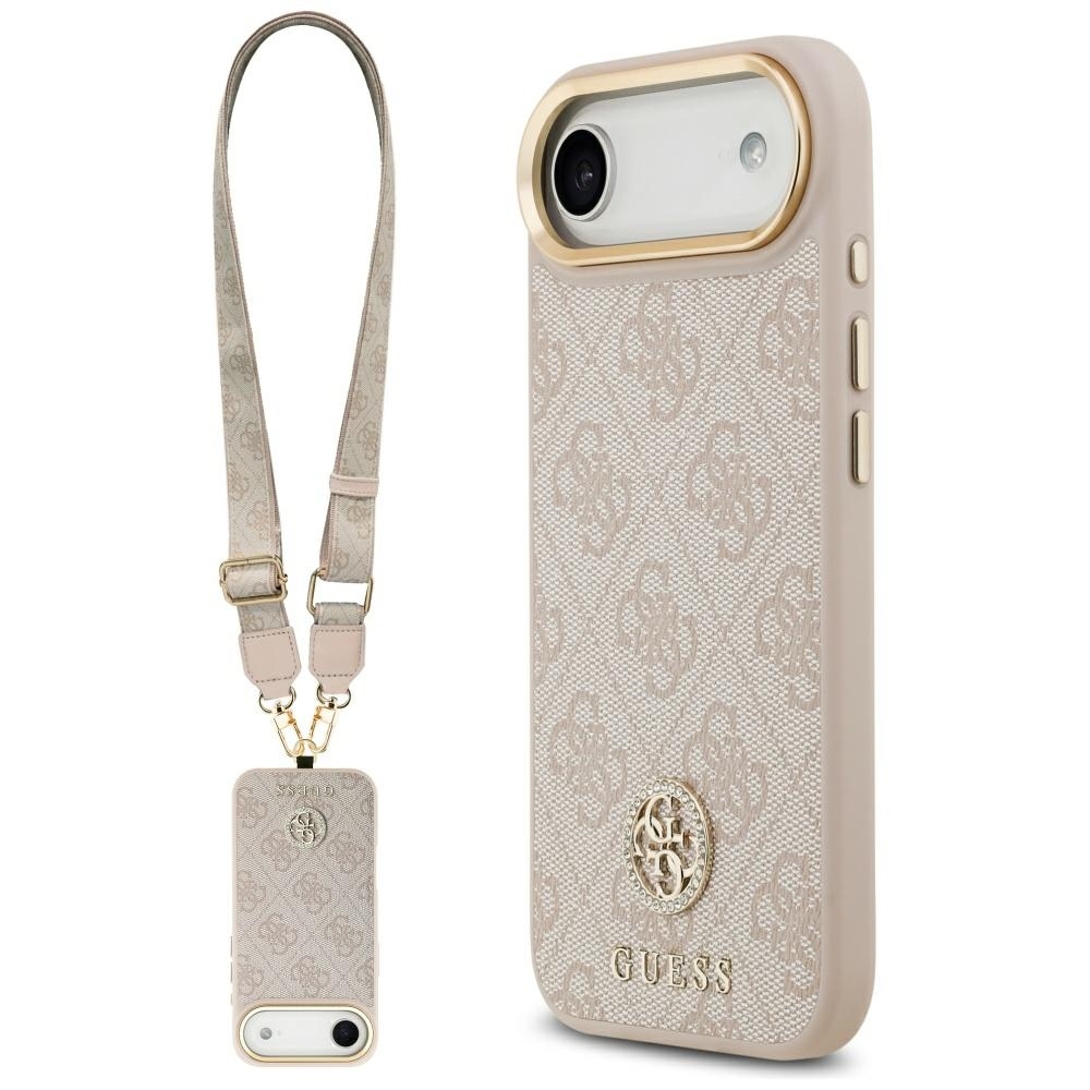 Zadní kryt GUESS 4G Strass Logo &amp; Big Strap Metal Buttons MagSafe pro iPhone Air pink