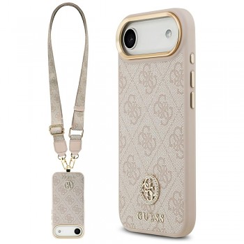 Zadní kryt GUESS 4G Strass Logo & Big Strap Metal Buttons MagSafe pro iPhone Air pink