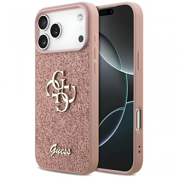 Zadní kryt GUESS Fixed Glitter Big 4G pro iPhone 17 Pro Max pink