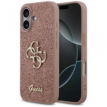 Zadní kryt GUESS Fixed Glitter Big 4G pro iPhone 17 pink