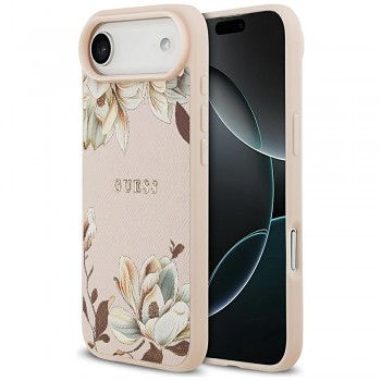 Zadní kryt GUESS Grained Flowers Classic Logo MagSafe pro iPhone Air pink