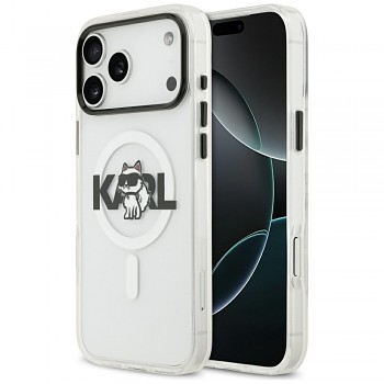 Zadní kryt KARL LAGERFELD IML Choupette Sketch Logo Magsafe pro iPhone 17 Pro Max transparent