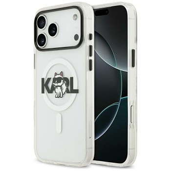 Zadní kryt KARL LAGERFELD IML Choupette Sketch Logo Magsafe pro iPhone 17 transparent