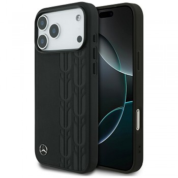 Zadní kryt MERCEDES Leather Laurel Leaves MagSafe pro iPhone 17 Pro Max black