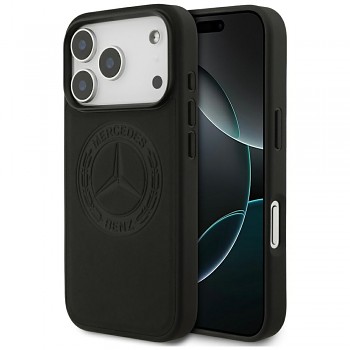 Zadní kryt MERCEDES Leather Vintage Logo MagSafe pro iPhone 17 Pro black