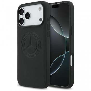 Zadní kryt MERCEDES Leather Vintage Logo MagSafe pro iPhone 17 Pro Max black