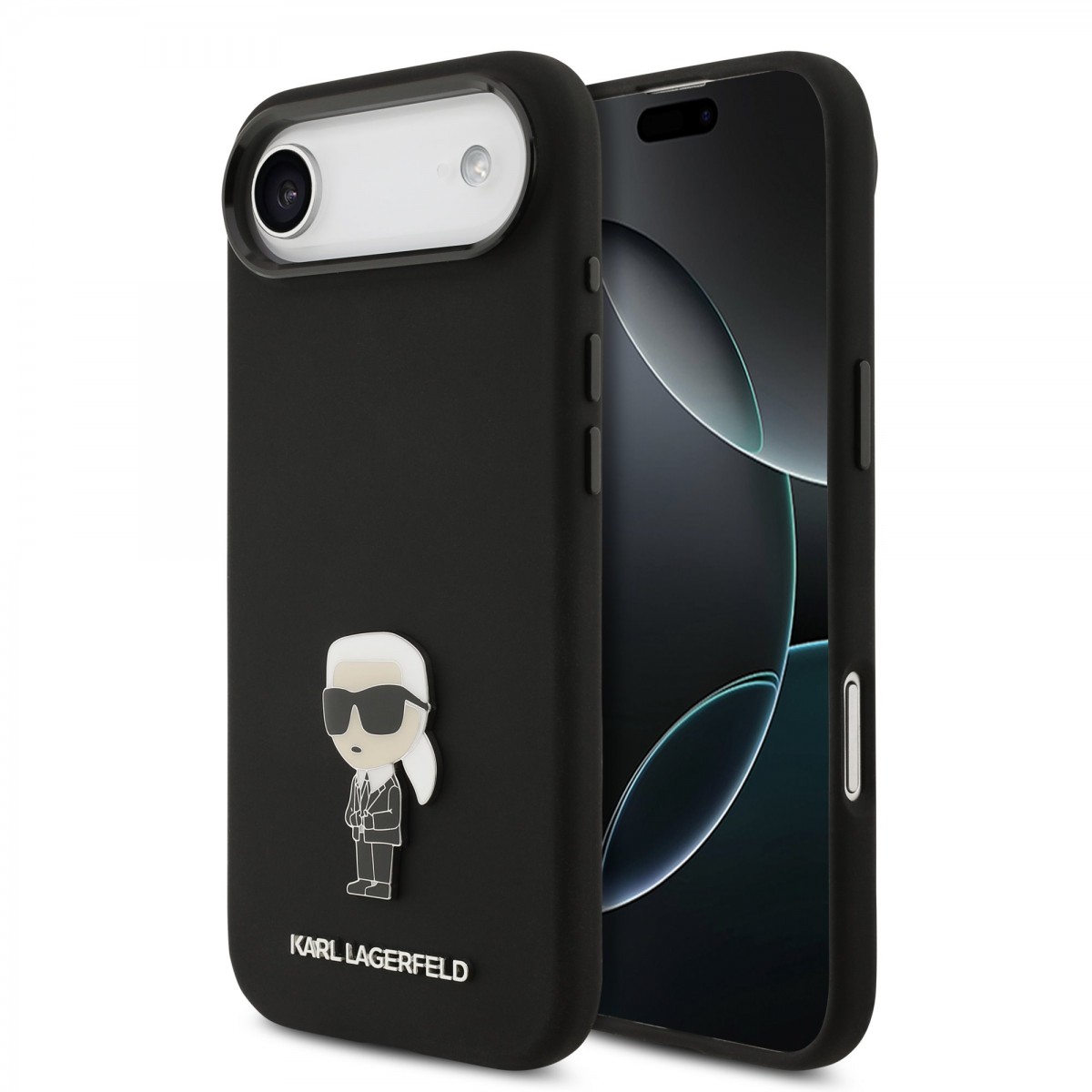 Levně Zadní kryt Karl Lagerfeld Liquid Silicone Metal Ikonik pro iPhone Air Black